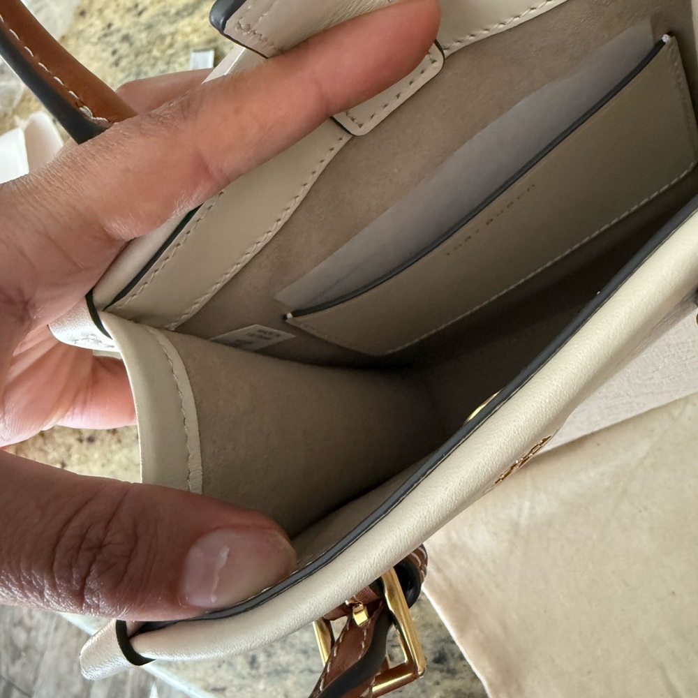 Tory Burch T monogram mini tote in ivory color - Picture 7 of 10